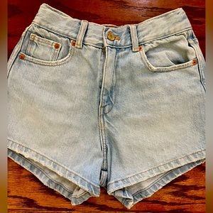 Zara Girl denim shorts- curved hem.